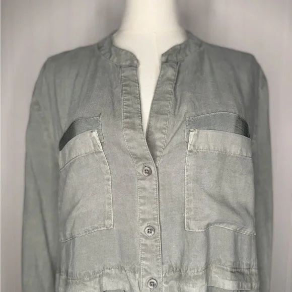 Anthropologie Cloth & Stone Relaxed Fit Shirt Dress Long Sleeves Lila Chambray M - Picture 7 of 10